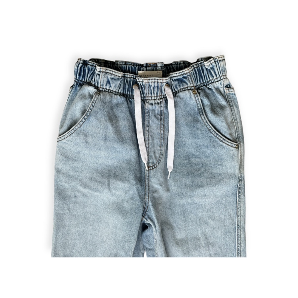 Topshop Light Wash Straight Leg Jeans with Drawstring - Picture 2 of 10